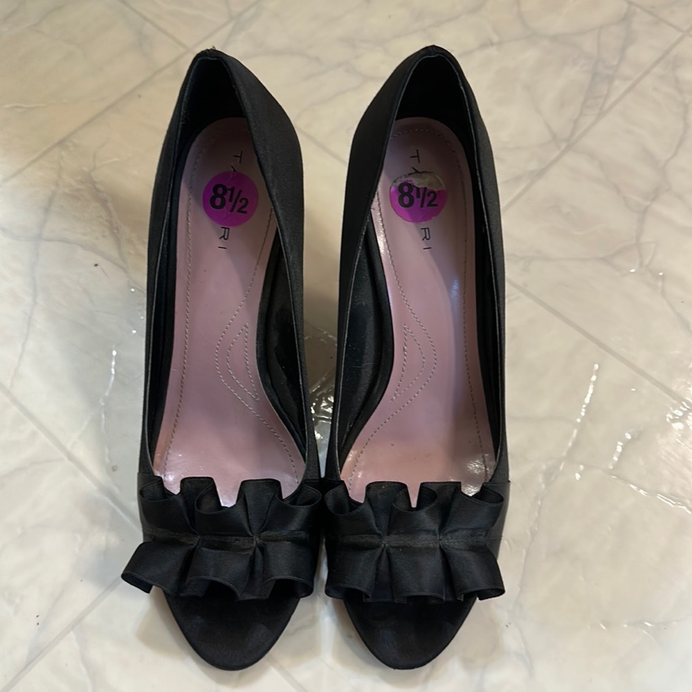 Black peep toe heels